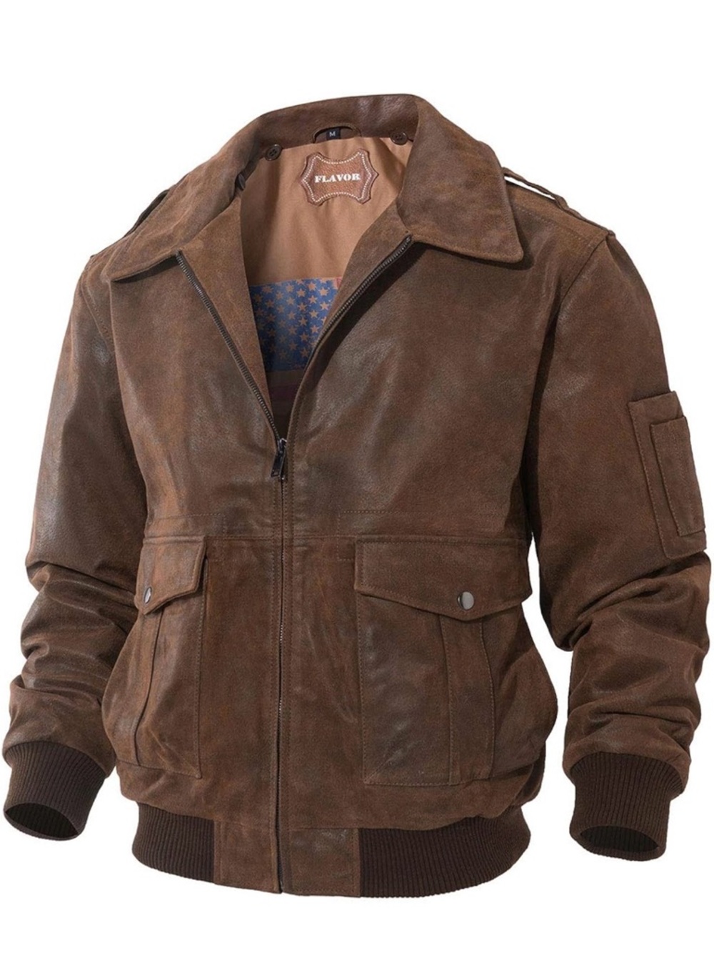 Men's Brown Suede Bomber Jacket